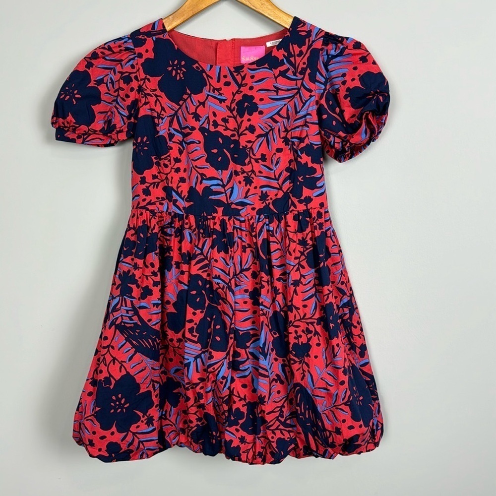 Lilly Pulitzer Girls Moiraine Bubble Dress. Heron My Own. Ruby Red. Size 8.
